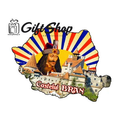 Castelul bran, vlad teps, harta romaniei, magnet frigider mgs094